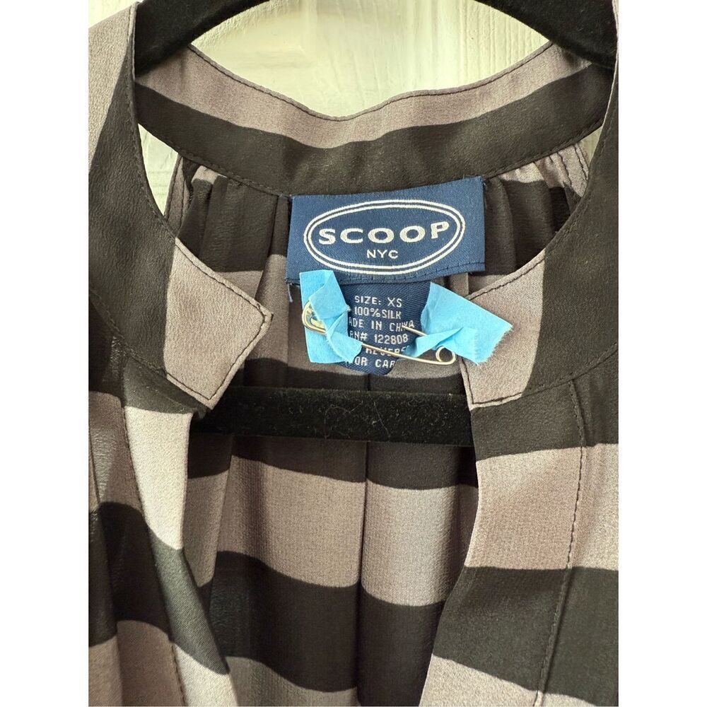 Scoop NYC XS Silk Stripe Blouse Top - Picture 3 of 4